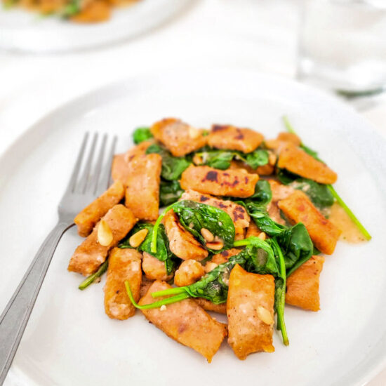 Pumpkin Gnocchi with Spinach,Pine Nuts and Brown Butter Sauce