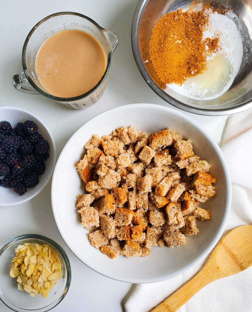 Blackberry Almond Bread pudding ingredients