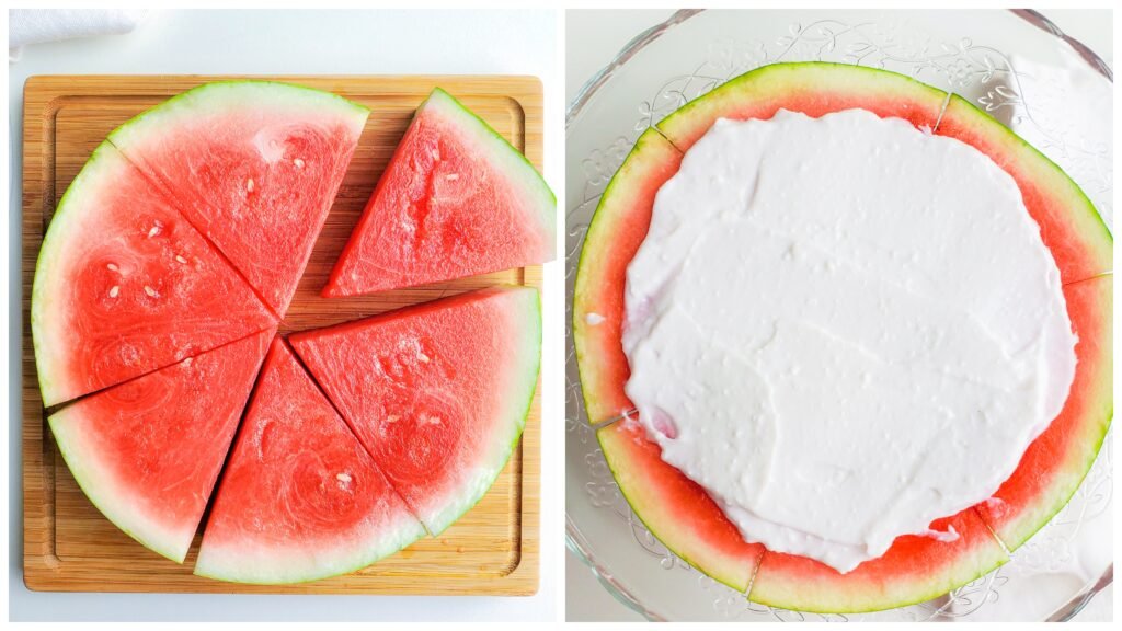 Watermelon sliced with icing